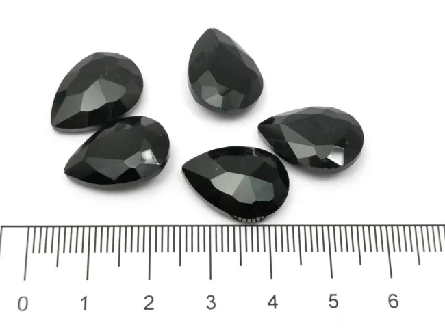 Cabochon din sticla picatura 18x13mm negru (1buc)