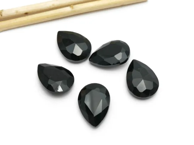 Cabochon din sticla picatura 18x13mm negru (1buc)