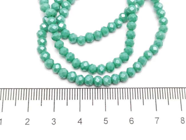 Margele cristal rondel fatetat 4x3mm verde turcoaz opac lustered (sirag)