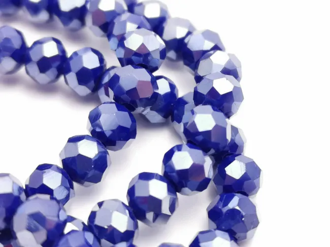 Margele cristal rondel fatetat 6x4mm blue opac lustered (sirag)