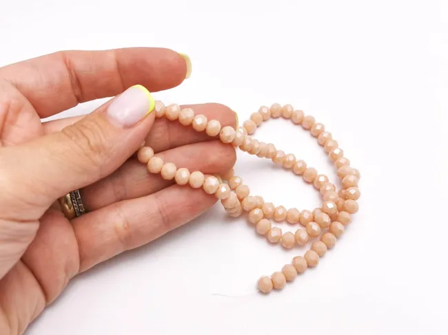 Margele cristal rondel fatetat 6x4mm roz somon opac lustered (sirag)