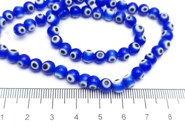 Sirag margele de sticla lampwork evil eye 6mm albastru