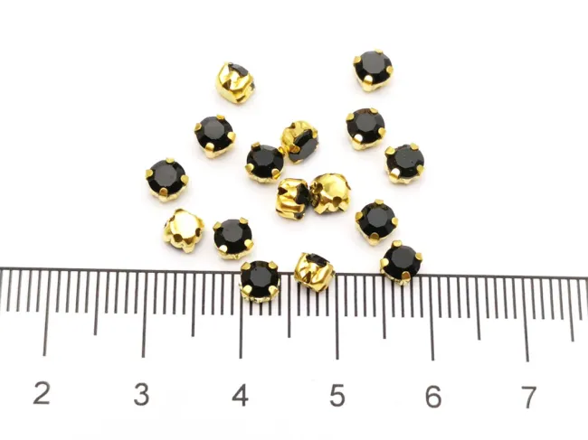 Distantier montee cu rhinestone de cristal 4mm negru (10buc)