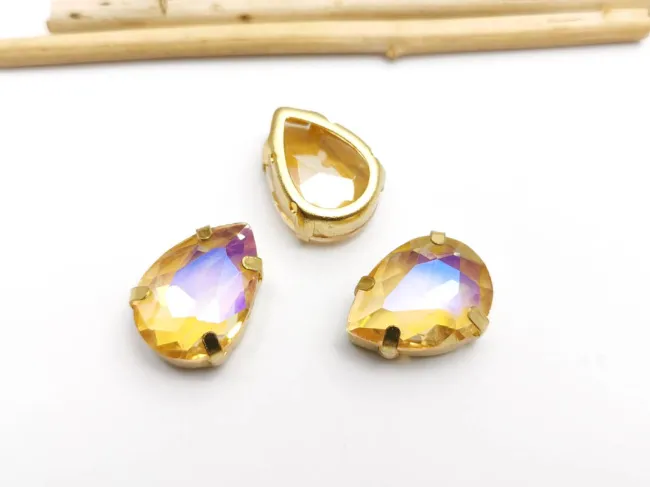 Distantier montee cu rhinestone de cristal 18x13mm silk shimmer