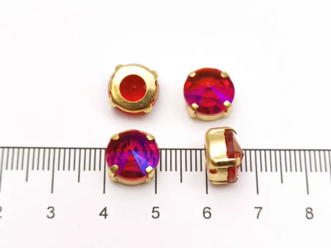 Distantier montee cu rhinestone de cristal 10mm fucsia shimmer