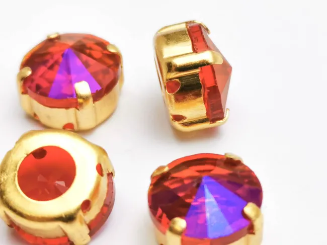 Distantier montee cu rhinestone de cristal 10mm fucsia shimmer