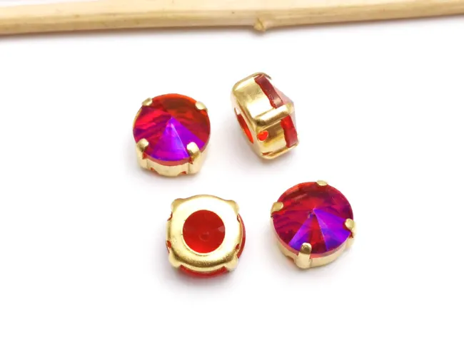 Distantier montee cu rhinestone de cristal 10mm fucsia shimmer