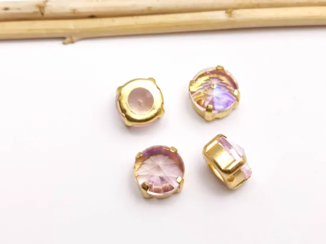 Distantier montee cu rhinestone de cristal 10mm silk pink shimmer