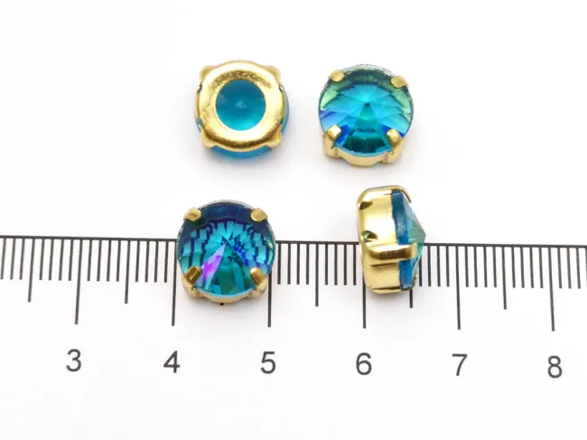 Distantier montee cu rhinestone de cristal 10mm aqua boreale