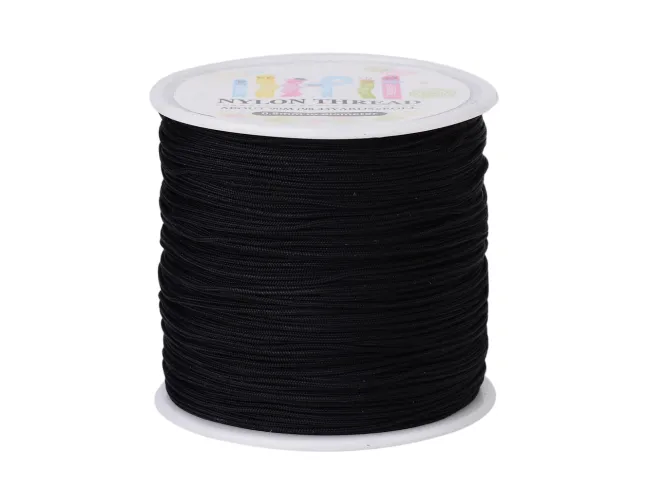 Rola snur nylon pentru bratari grosime 0.8mm negru (90m)