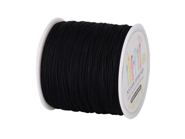 Rola snur nylon pentru bratari grosime 0.8mm negru (90m)
