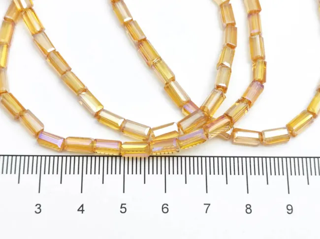 Margele cristal cuboid fatetat 6x3mm auriu AB (sirag)