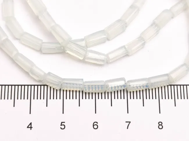 Margele cristal cuboid fatetat 6x3mm opal (sirag)