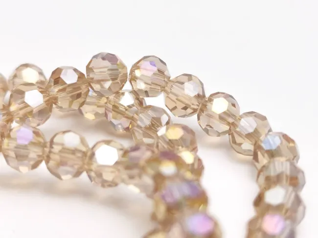 Margele cristal rotund fatetat 4mm bej nisipiu AB (sirag)