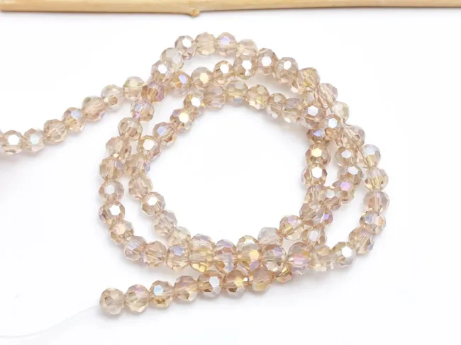 Margele cristal rotund fatetat 4mm bej nisipiu AB (sirag)