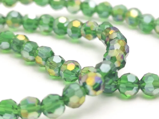 Margele cristal rotund fatetat 4mm verde AB (sirag)