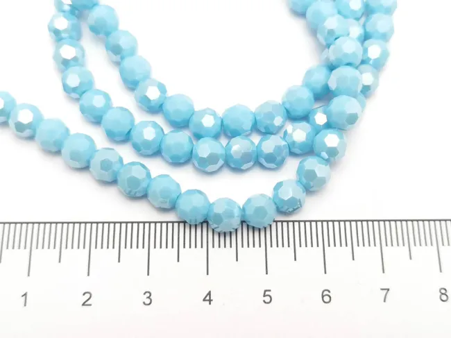 Margele cristal rotund fatetat 6mm sky blue opac lustered (sirag)