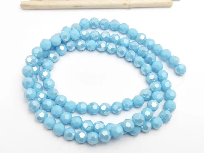 Margele cristal rotund fatetat 6mm sky blue opac lustered (sirag)
