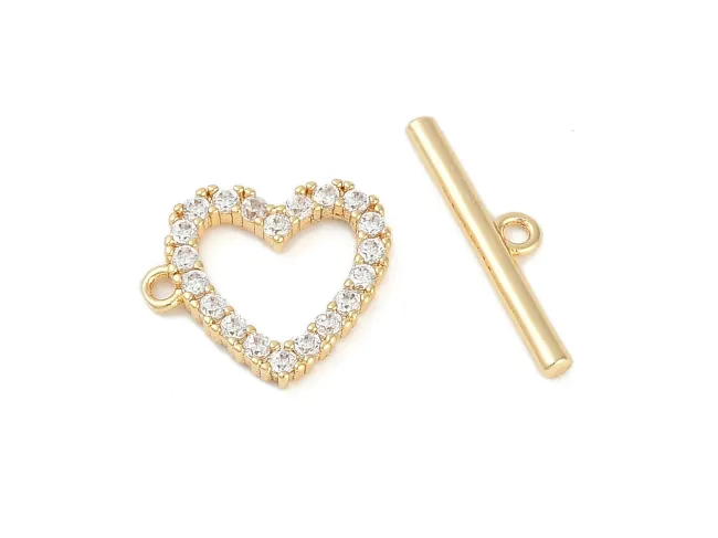 Inchizatoare cubic zirconia toggle 14x12mm placat cu aur 18K (1buc)
