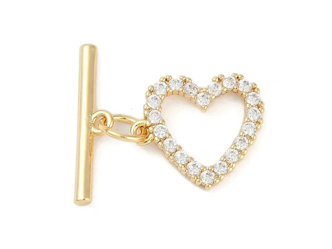 Inchizatoare cubic zirconia toggle 14x12mm placat cu aur 18K (1buc)