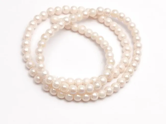 Margele sticla 4mm rozaliu perlat (sirag)