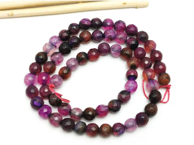 Sirag agate crackle fatetat 6mm mov fucsia
