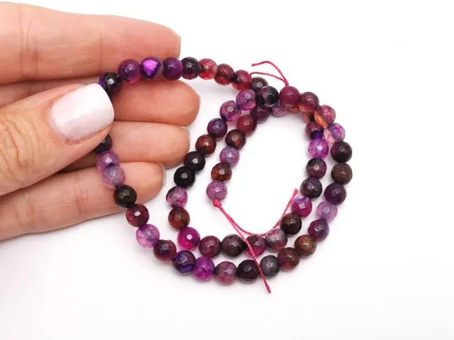 Sirag agate crackle fatetat 6mm mov fucsia