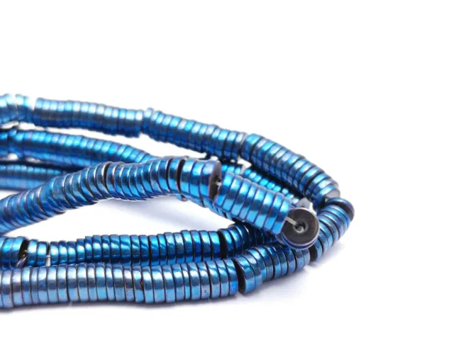 Sirag hematit rondele 4x1mm albastru