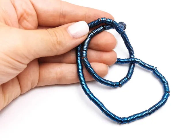 Sirag hematit rondele 4x1mm albastru