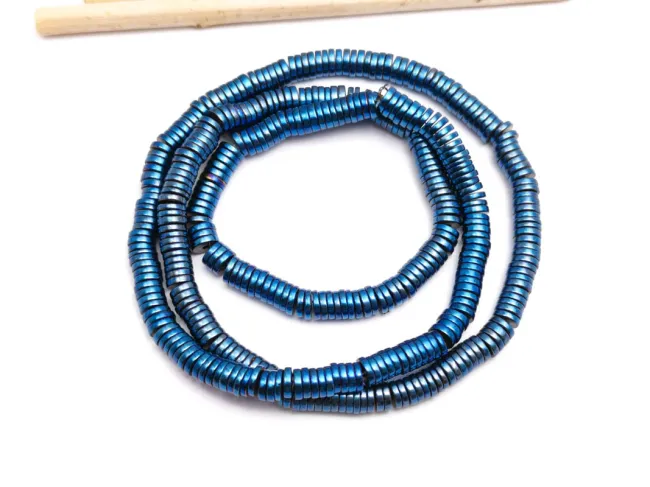 Sirag hematit rondele 4x1mm albastru