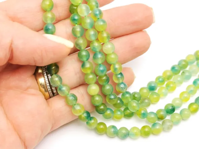 Sirag jad sfere 6mm mix verde albastru