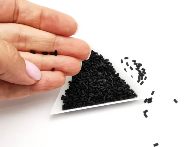 Toho bugle 3mm Opaque frosted jet (5g)