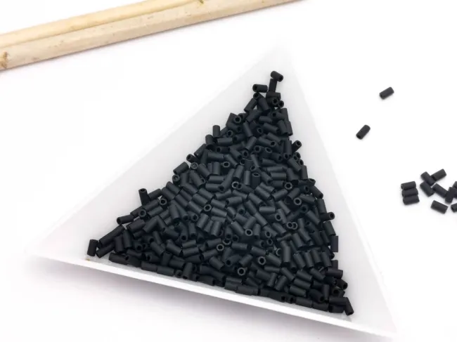 Toho bugle 3mm Opaque frosted jet (5g)