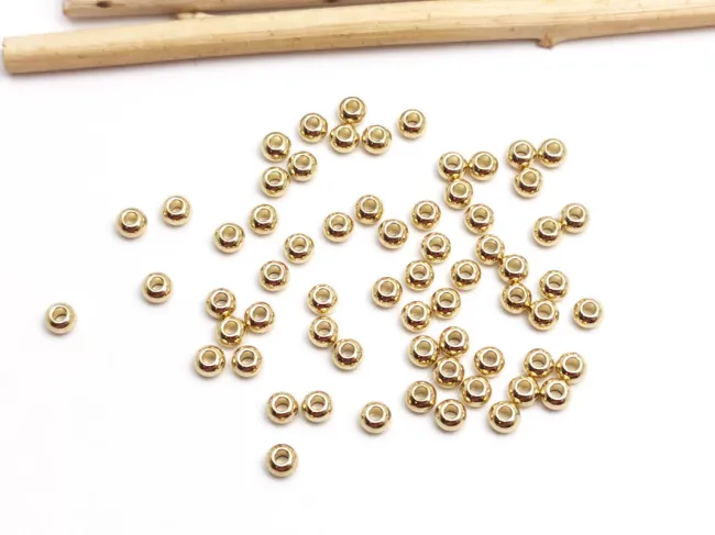 Margele otel inoxidabil 2.8x1.8mm placat cu aur 18K (1buc)