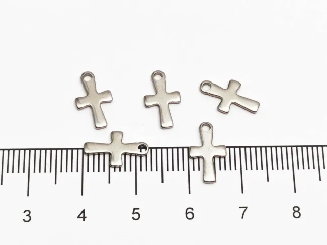 Charm otel inoxidabil cruce 12x7x1mm
