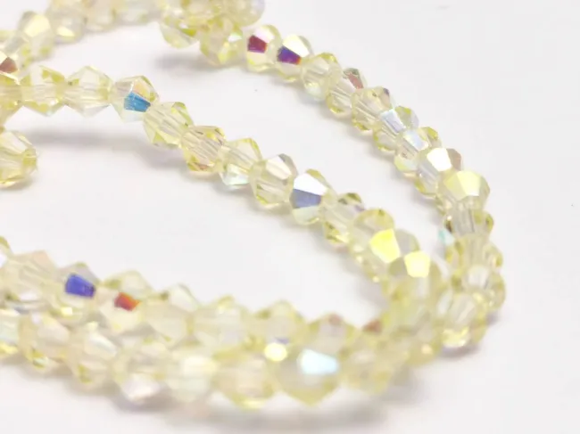 Margele cristal biconic electroplacat 4mm galben lamaie  AB (sirag)