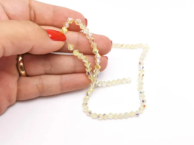 Margele cristal biconic electroplacat 4mm galben lamaie  AB (sirag)