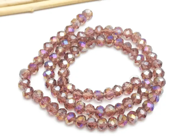 Margele cristal rondel fatetat 6x4mm ametist AB (sirag)