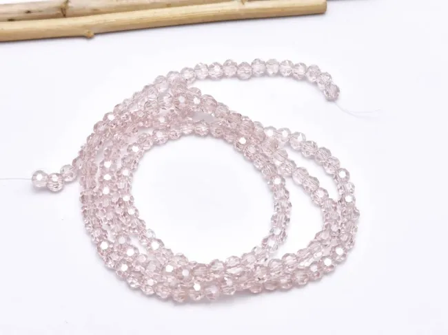 Margele cristal rotund fatetat 3~3.5mm roz lustered (sirag)