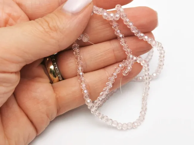 Margele cristal rotund fatetat 3~3.5mm roz lustered (sirag)