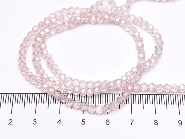 Margele cristal rotund fatetat 3~3.5mm roz lustered (sirag)