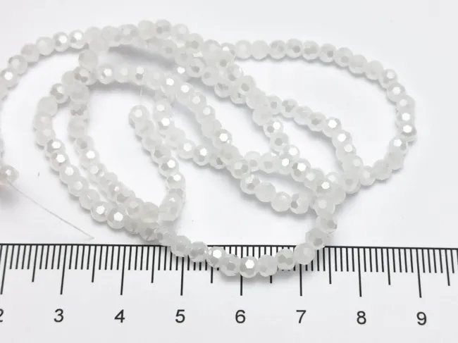 Margele cristal rotund 3mm alb opal lustered (sirag)