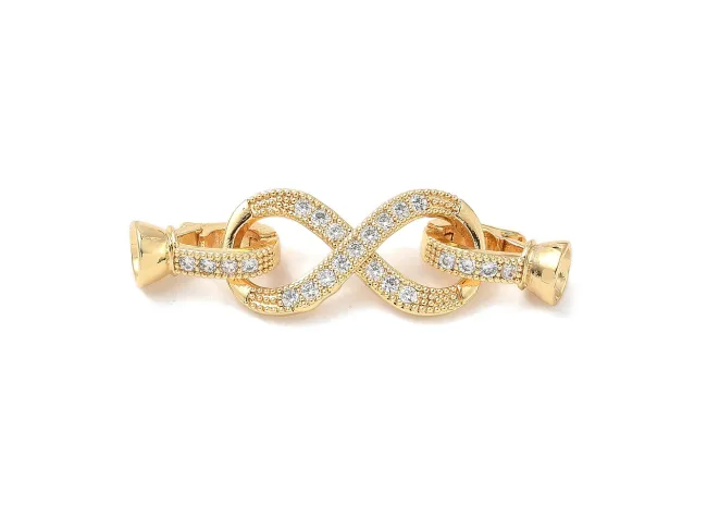 Inchizatoare cubic zirconia infinit 39x10mm placat cu aur 18K (1buc)