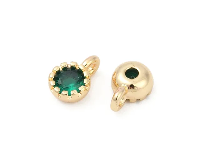 Charm cubic zirconia auriu 6.5x4mm smarald