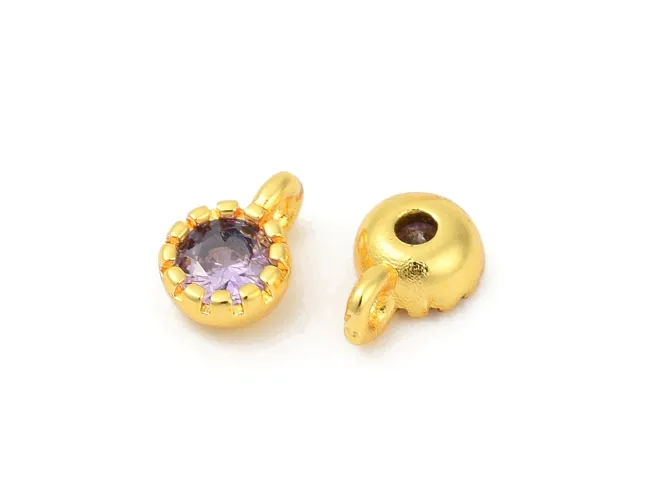 Charm cubic zirconia auriu 6.5x4mm mov