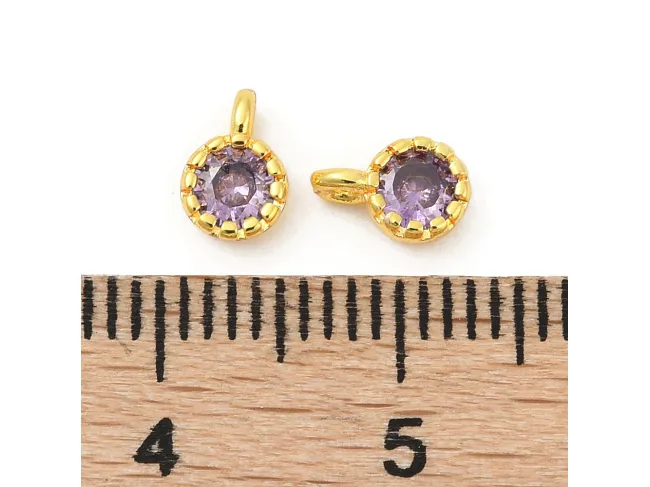 Charm cubic zirconia auriu 6.5x4mm mov