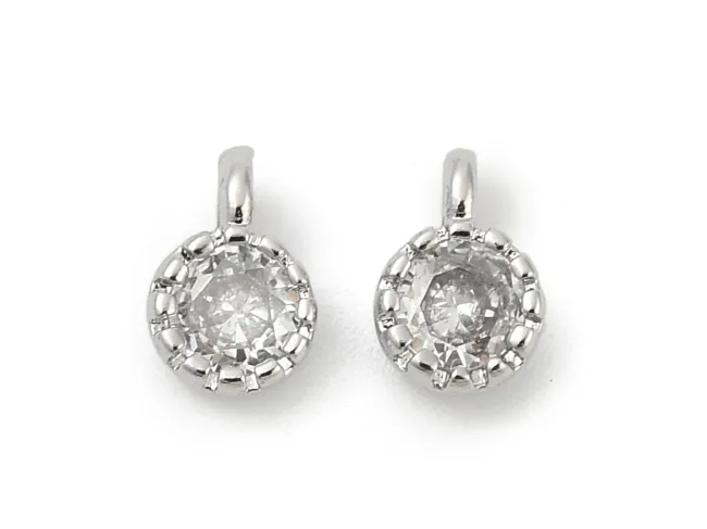 Charm cubic zirconia argintiu 6.5x4mm transparent