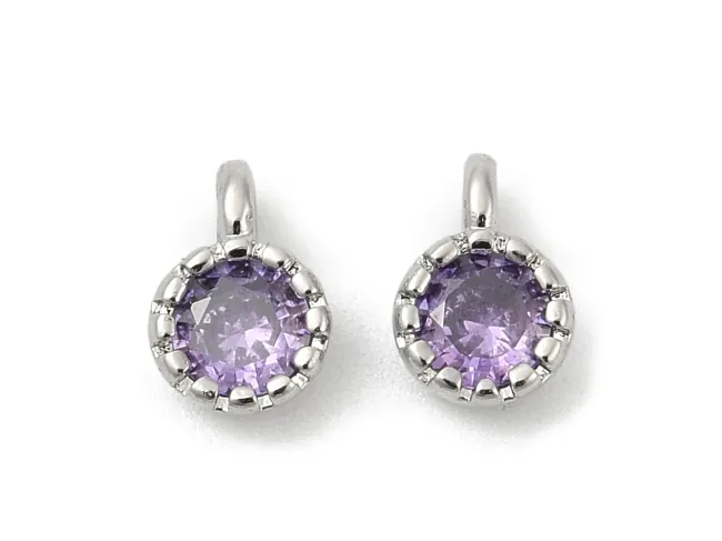 Charm cubic zirconia argintiu 6.5x4mm mov
