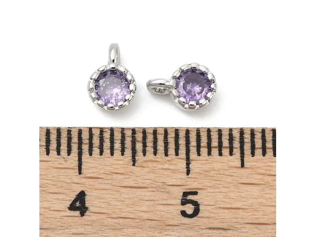 Charm cubic zirconia argintiu 6.5x4mm mov