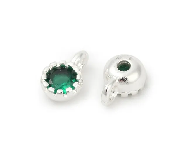 Charm cubic zirconia argintiu 6.5x4mm smarald